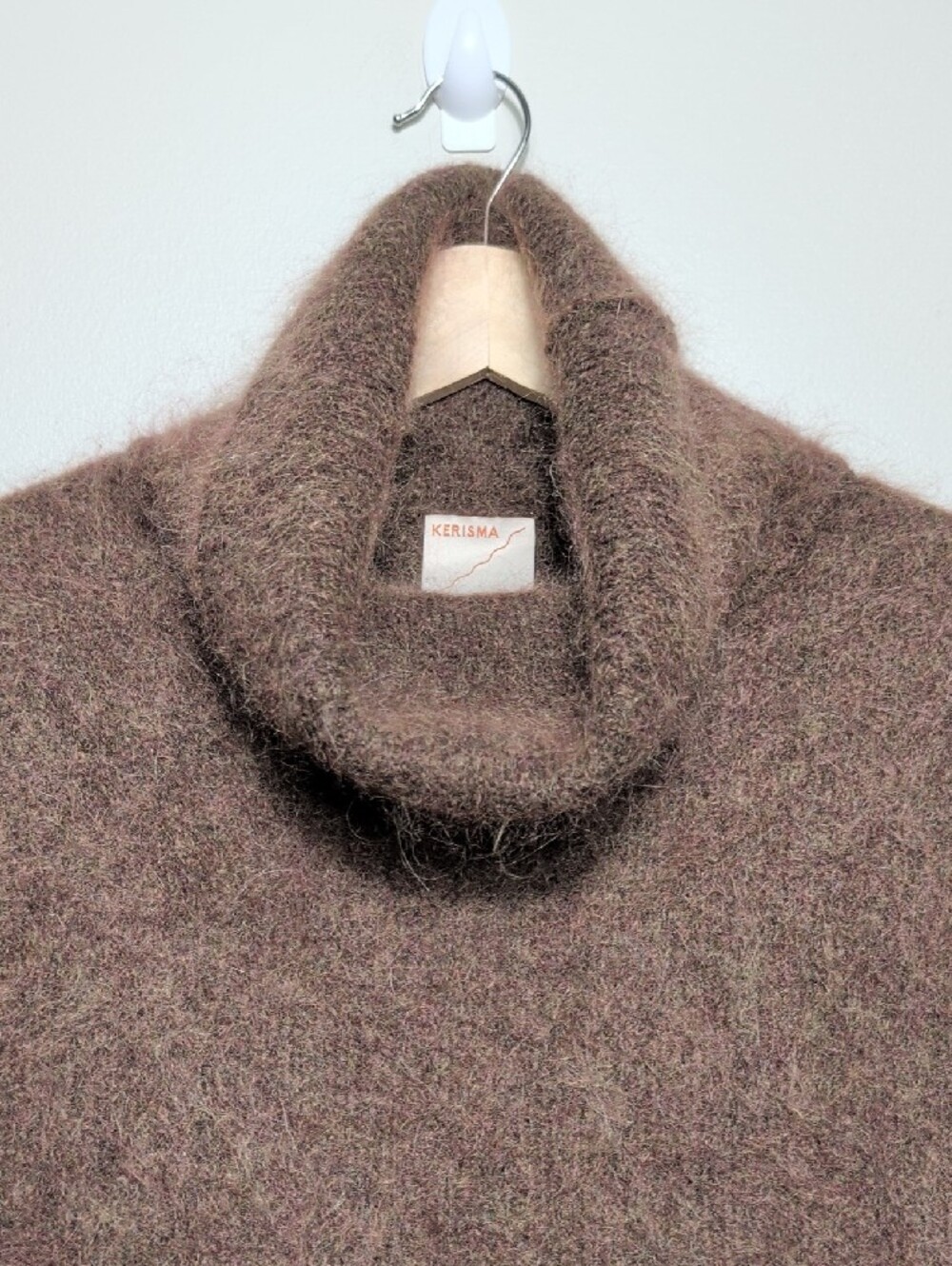 Kerisma Brown Mohair Sleeveless Turtleneck Sweater Vest Fuzzy OS Fall Autumn MED - Picture 4 of 16